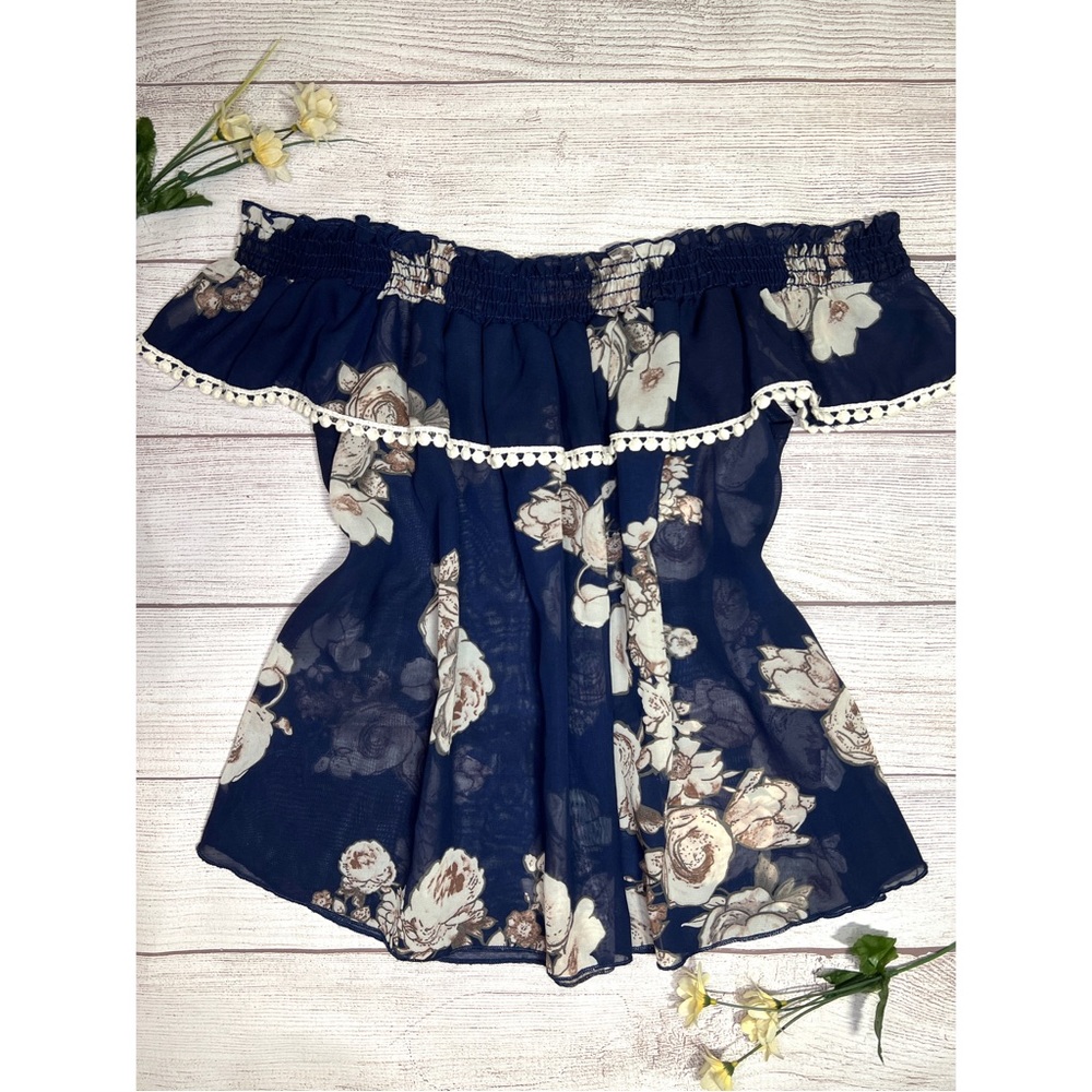 Vivace Floral Ruffle Off The Shoulder Top